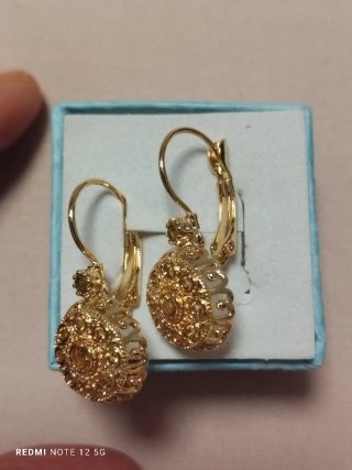 Pendientes Vintage Piedra Champagne Chapado Oro