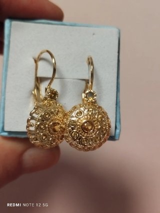Pendientes Vintage Piedra Champagne Chapado Oro