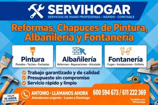 Ofrezco servicio de chapuces, pintura, albañilería