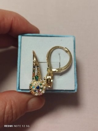Pendientes oro circonitas multicolor