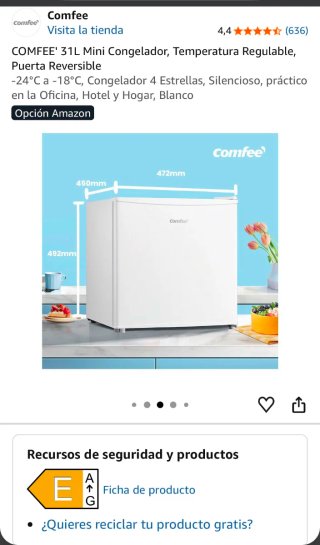 Comfee Congelador Mini 31L Blanco