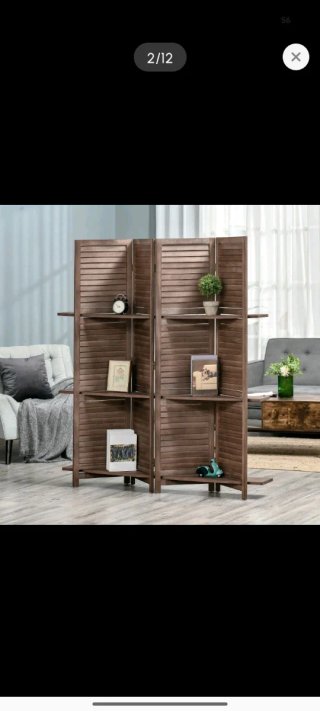 Biombo Plegable 4 Paneles Marrón 162x170cm