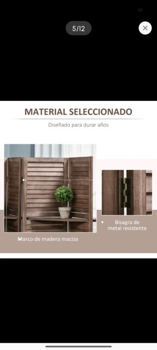 Biombo Plegable 4 Paneles Marrón 162x170cm