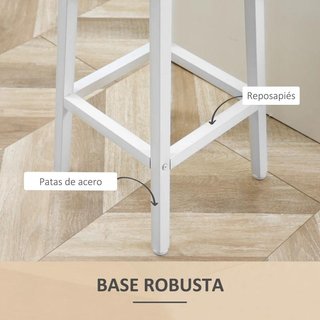 2 Taburetes Altos Cocina Melamina Acero Blanco