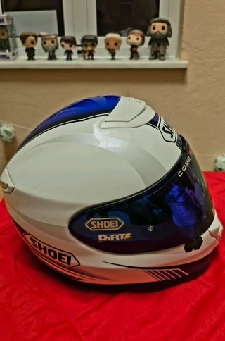 Casco Moto Shoei Azul y Blanco