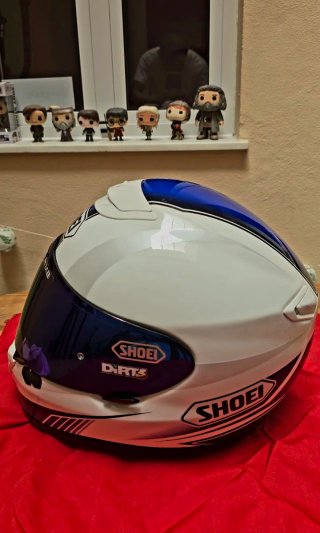 Casco Moto Shoei Azul y Blanco