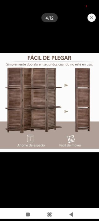 Biombo separador con estanterías