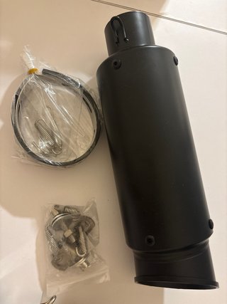 Tubo de escape universal moto negro + Codo Inox