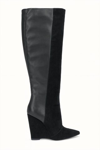 Nuevas a estrenar Botas altas cuña flecos negro