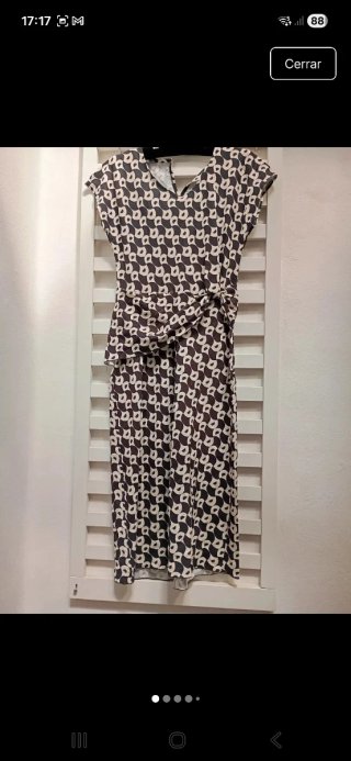 Vestido geométrico beige y marrón