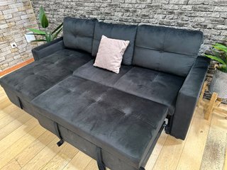 Sofá Cama Chaise Longue con Arcón Negro