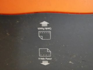 Encuadernadora de oficina naranja y gris