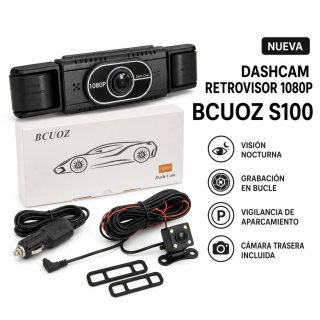 Dashcam Retrovisor 1080P BCUOZ S100 + Cámara Trase