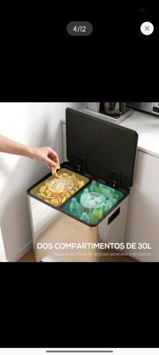 Cubo Basura Acero 2 Compartimentos 30L