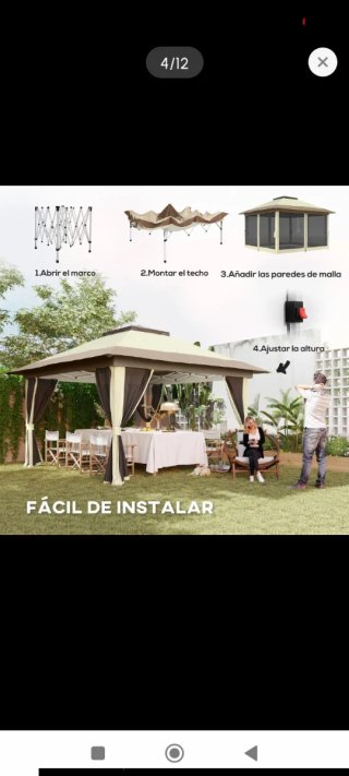Carpa Plegable con Mosquiteras Beige y Negra