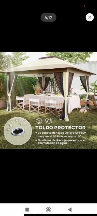 Carpa Plegable con Mosquiteras Beige y Negra