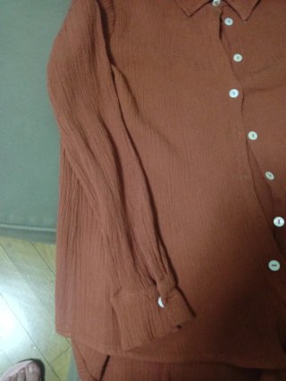 Camisa manga larga Tramas color teja