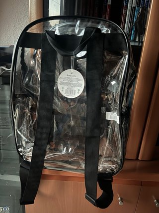 Mochila transparente con bolsillo para pines