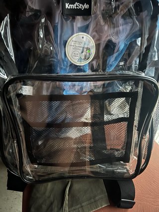 Mochila transparente con bolsillo para pines