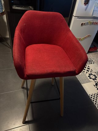 Taburete alto cocina tela y madera