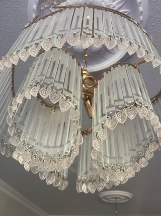 Lámpara colgante cristal y metal dorada