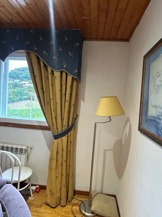 Cortinas decorativas tela azul y amarillo