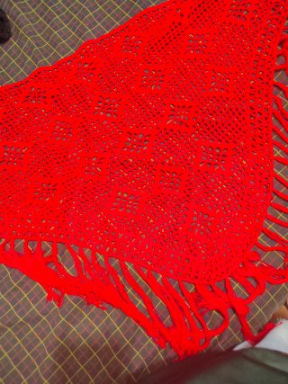 Mantoncillo Flamenco Vintage Rojo Hecho a Mano