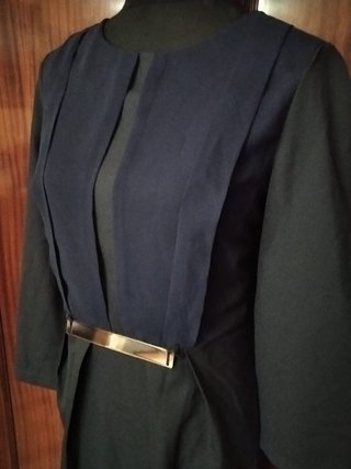Vestido PAISIE elegante negro y azul