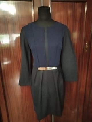 Vestido PAISIE elegante negro y azul