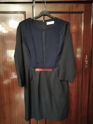 Vestido PAISIE elegante negro y azul