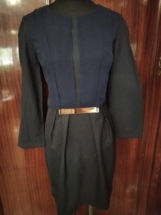 Vestido PAISIE elegante negro y azul