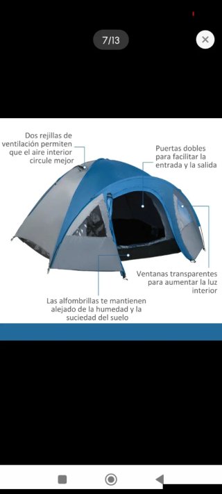 Tienda de campaña azul y gris