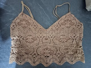 Top encaje beige/marrón talla única