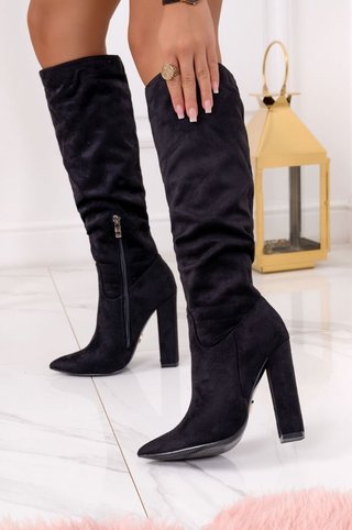 Botas tacón antelina negras Nuevas a estrenar