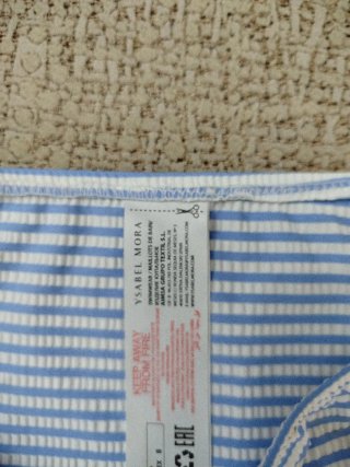 Lote bikini y braguita rayas azul/blanco