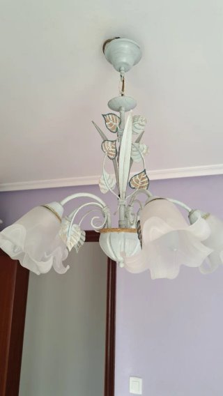 Lámpara de techo floral metal y cristal