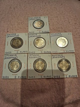 Lote 7 Monedas 2 Euros Erasmus 2022