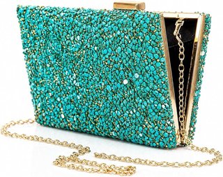 Bolso de fiesta multicolor con cadena dorada