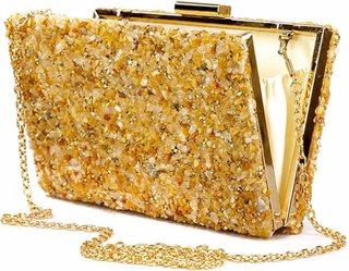 Bolso de fiesta multicolor con cadena dorada