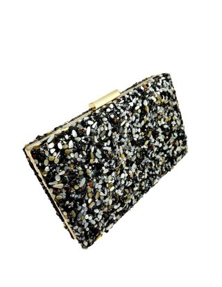 Bolso de fiesta multicolor con cadena dorada