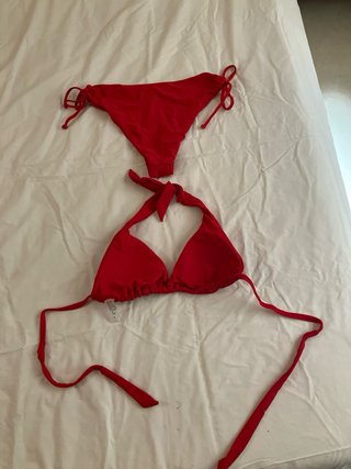 Bikini SHEIN rojo ajustable lazos Talla M