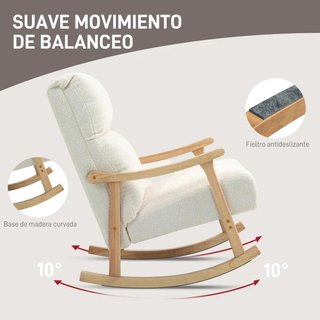 Silla Mecedora Borreguito Lactancia Madera Crema