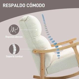 Silla Mecedora Borreguito Lactancia Madera Crema