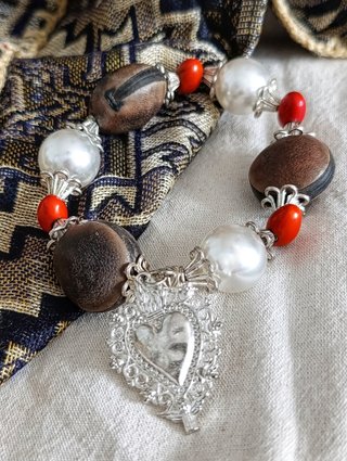 Pulsera Ojo de Venado Corazón Plata