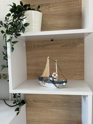 Mueble TV moderno blanco y madera