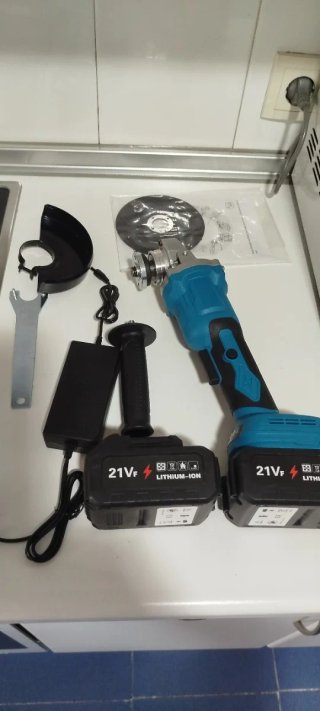 Amoladora Angular 21V con Batería y Cargador