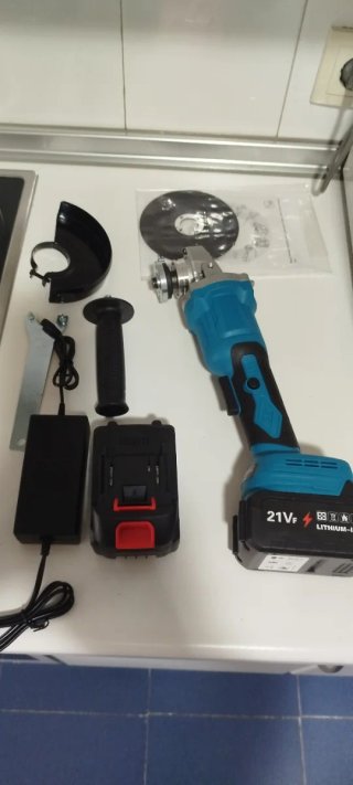 Amoladora Angular 21V con Batería y Cargador
