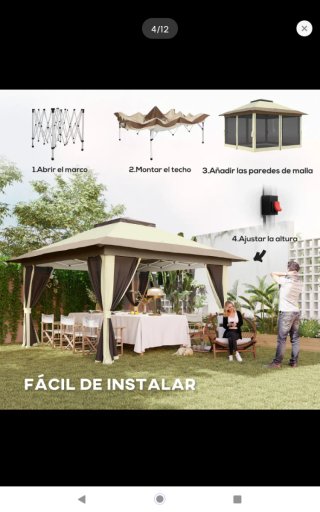 Carpa plegable 3.6x3.6m con mosquitera