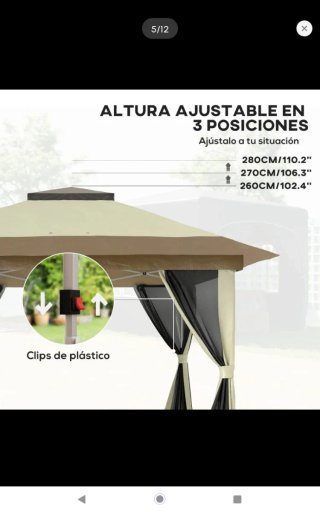 Carpa plegable 3.6x3.6m con mosquitera