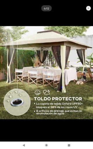 Carpa plegable 3.6x3.6m con mosquitera